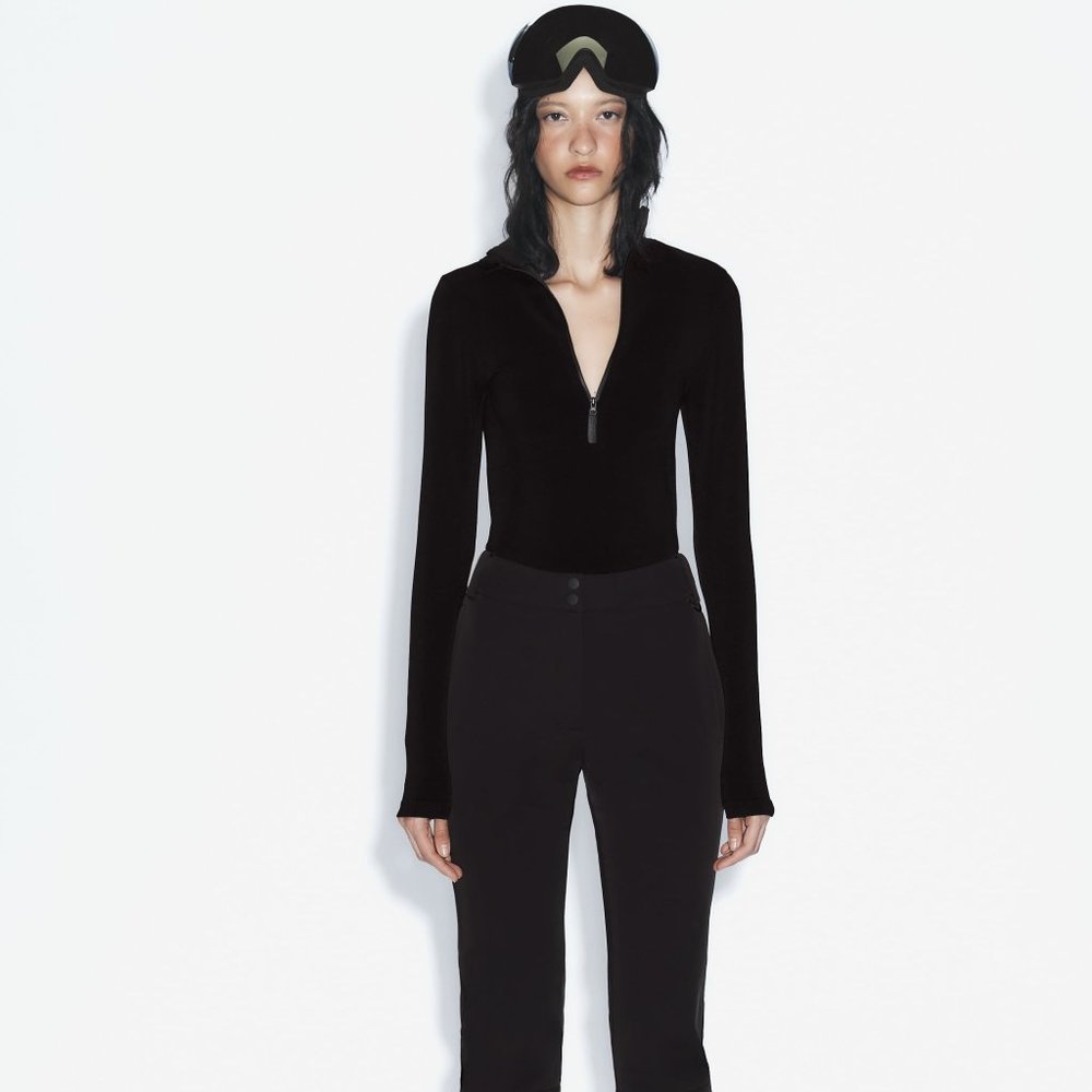 NWT ZARA BLACK XS WIND AND WATERPROOF RECCO® TECH FLARED SKI PANTS